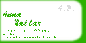 anna mallar business card